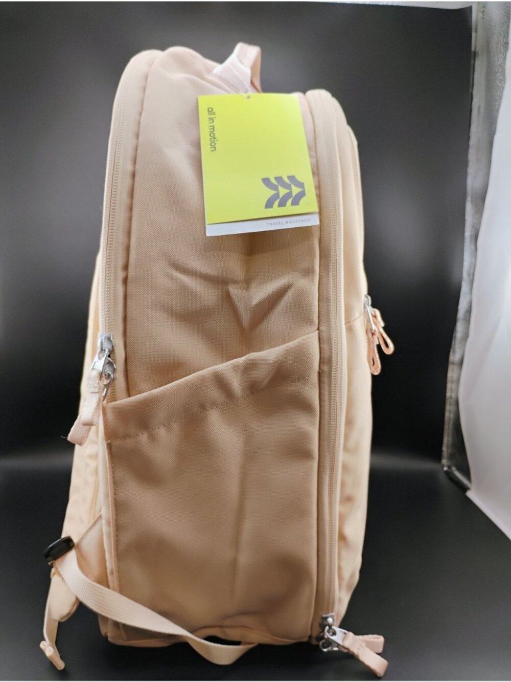 All In Motion Travel Backpack Beige Multifunctional Lightweight Design - Picture 4 of 12